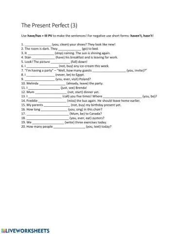 The Present Perfect: mixed