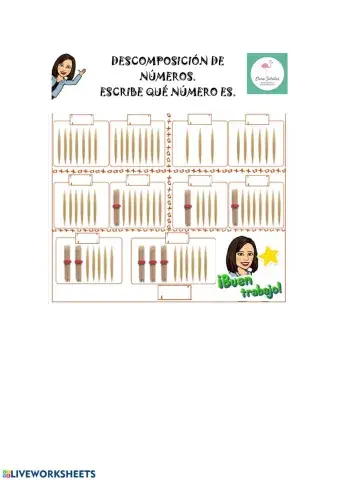 Descomposición números palillos