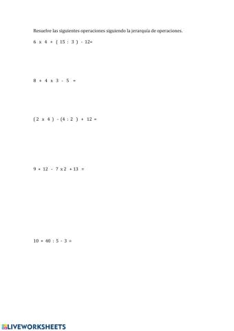 jerarquía de operaciones