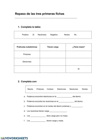 Repaso de las tres primeras fichas