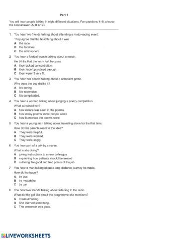 Fce listening part 1 - test 1 - plus