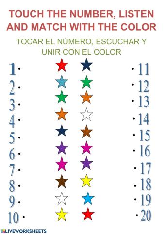 Numbers 1-20 and colors