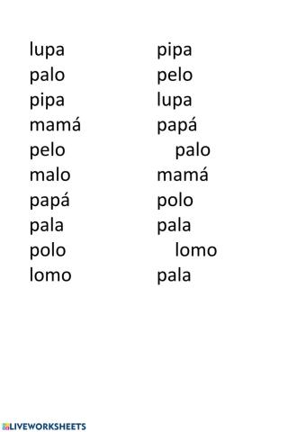 Une las palabras iguales