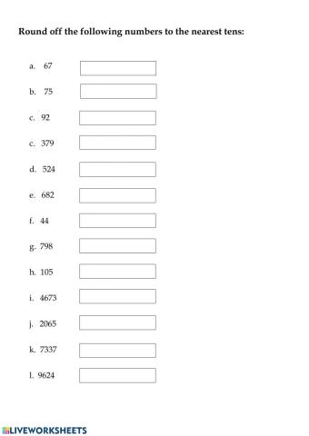 Round off to nearest tens