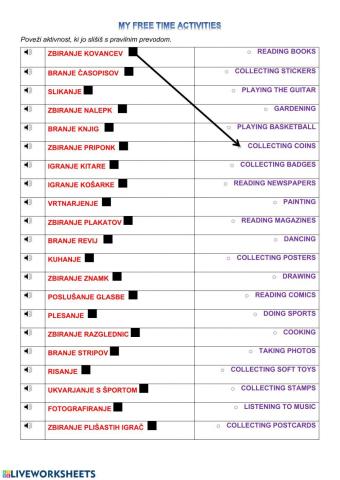 My free time activities