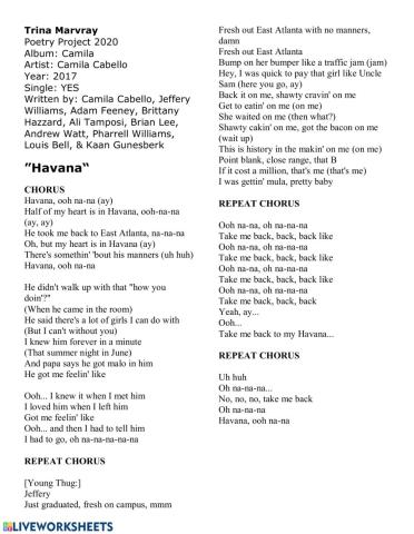 Project Week -15 - Lyrics