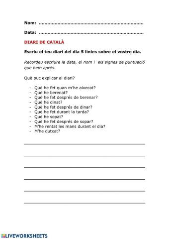 Diari de català dimecres 6 de maig