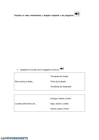 Comprensión oral: Receta de tartaletas