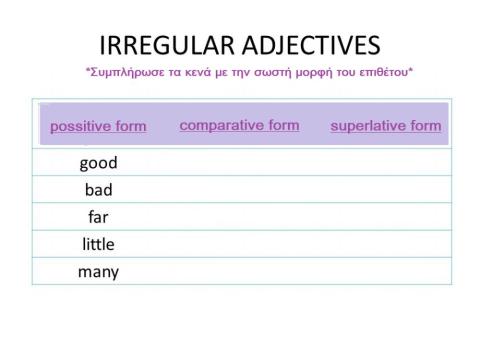 Irregular adjectives