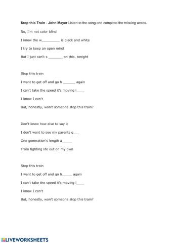 Stop this train by John Mayer