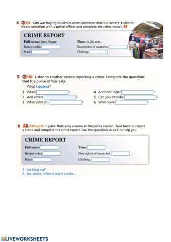 Reporting a crime