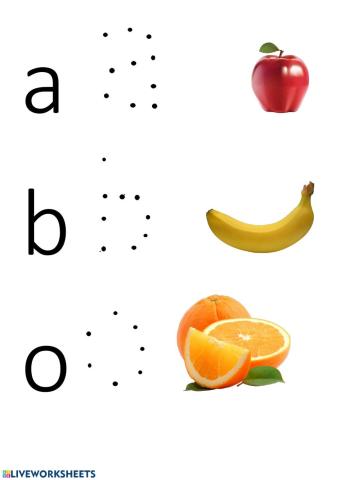 Letters and fruit