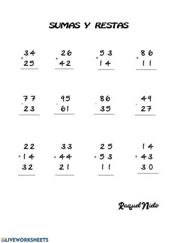 Sumas y restas.