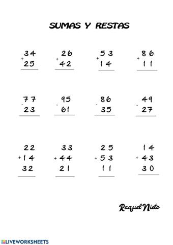 Sumas y restas.