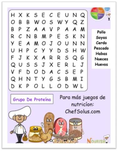 Sopa de letras comida saludable