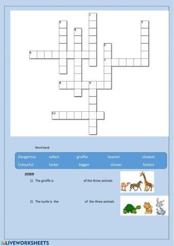 Animal comparative and superlative crosswords