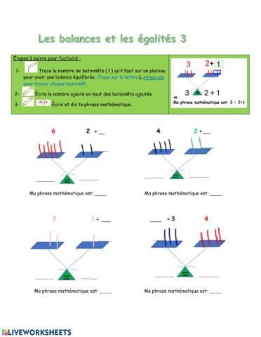 La balance et les égalités 3