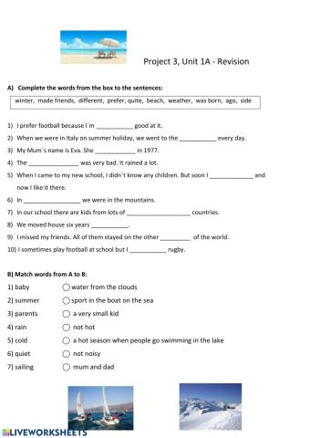 Vocabulary Project 3, Unit 1A