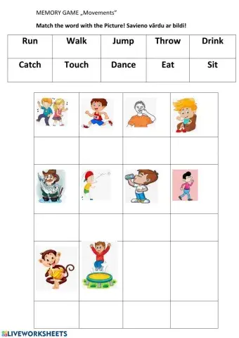 Memory game Movements