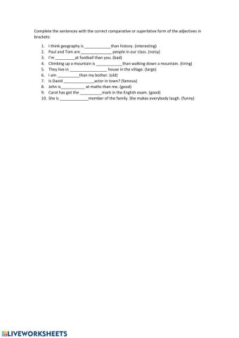 Comparative and superlative forms
