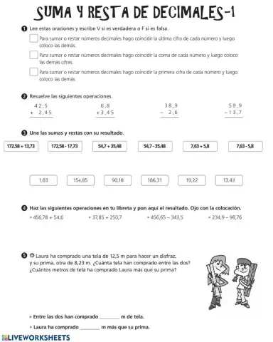 Suma y resta de decimales 1