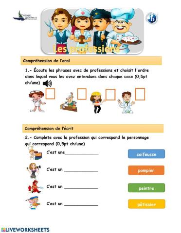 Test sur les profession et le verbe être