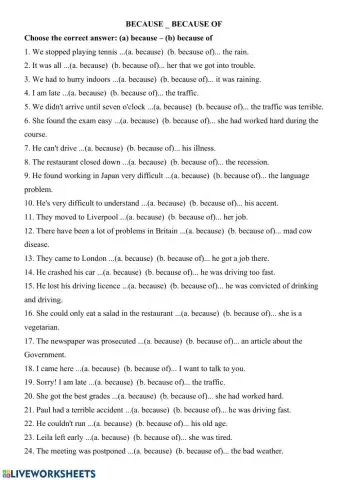 Because - Because of