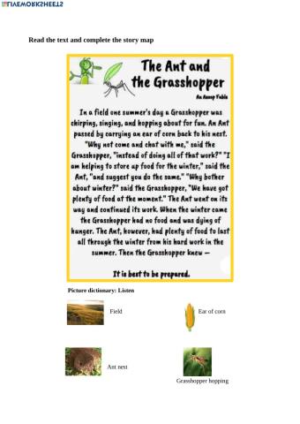 The Ant and the Grasshopper text & story map