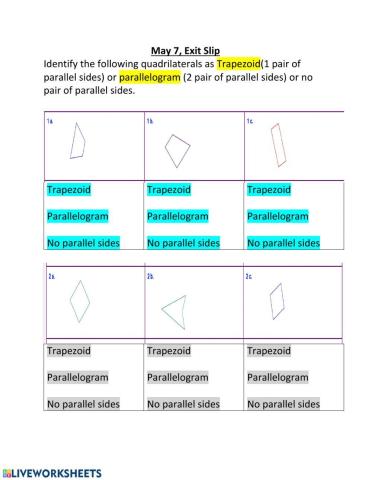 Classify quadrilaterals