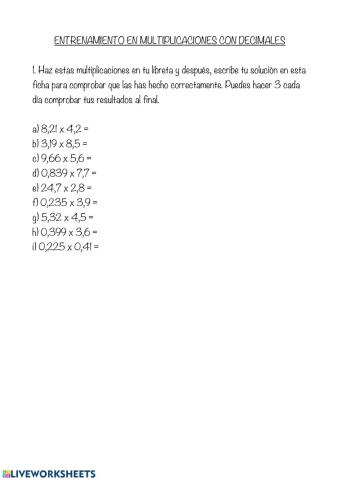 Multiplicaciones con decimales