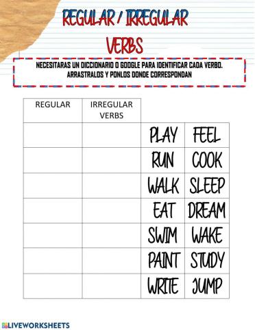 Regular an irregular verbs