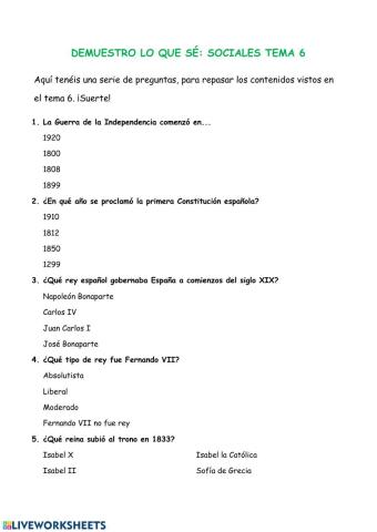 Historia de España siglo XIX