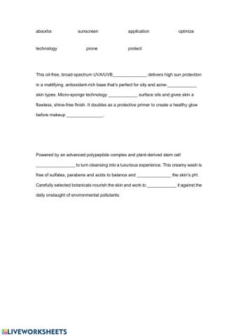 Vocabulary cosmetics