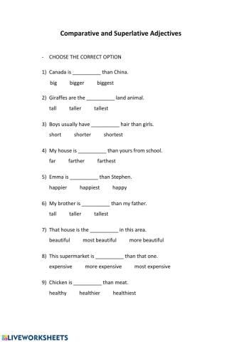 Comparative and superlative