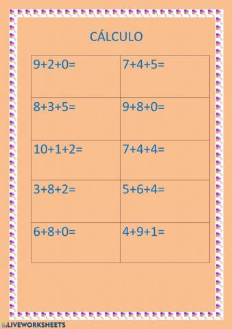 Cálculo mental, 1º de Primaria