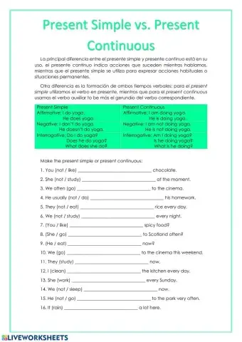 Present Simple vs. Present Continous-Simple