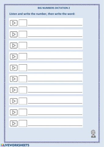 Big numbers dictation 2