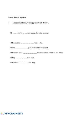 Present Simple, negatives