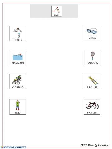 Deporte y su objeto. Unir.