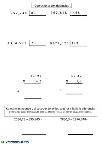 Operaciones con decimales