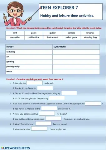 Teen Explorer 7 Hobby and leisure time activities