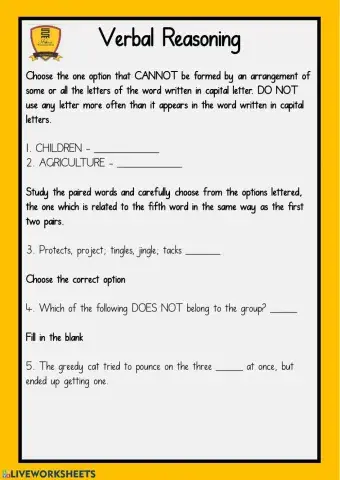 Verbal reasoning starter test