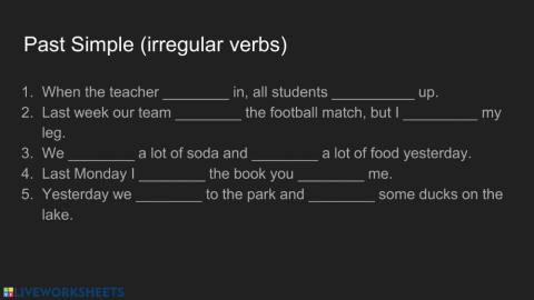 Irregular verbs fill in