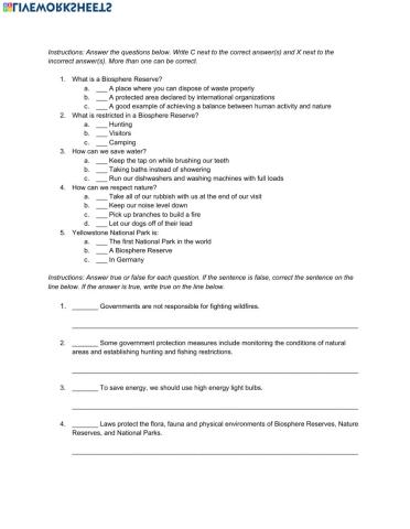 Natural Science 5th Grade ESL - People and the environment
