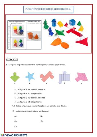 Sólidos geométricos - Planificação 6.3