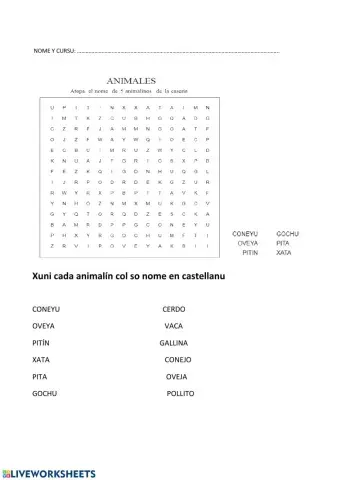 Sopa lletres animales