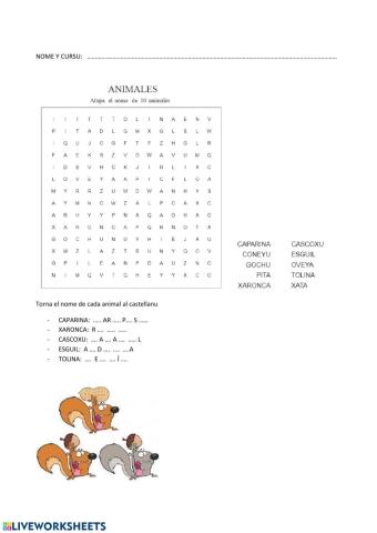 Sopa lletres animales