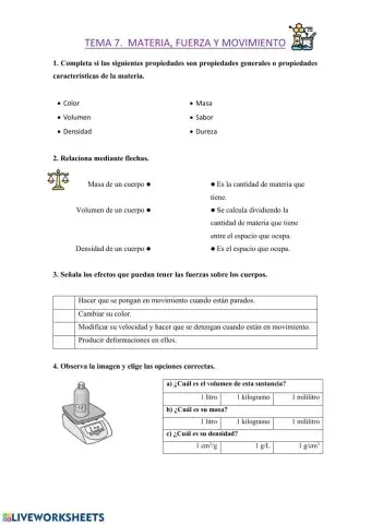 Tema 7. Materia, fuerza y movimiento