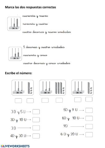 Unidades y decenas