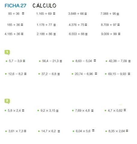 Cálculo con decimales